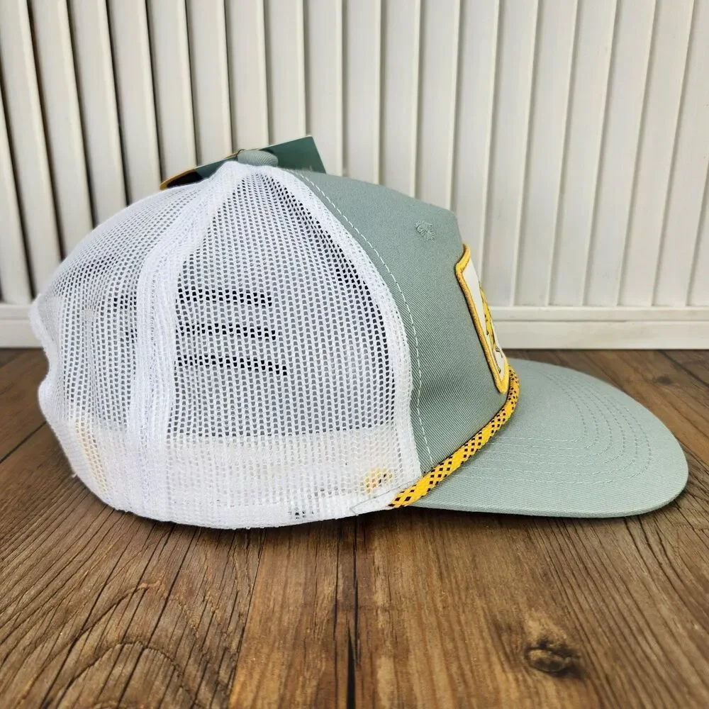 Magellan Outdoors Shiner Beer Snapback Trucker Hat Cap Green Yellow Patch Rope